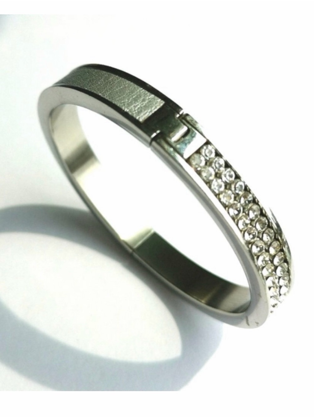 Swarovski Silver-Tone Crystal Pavé Hinged Bracelet